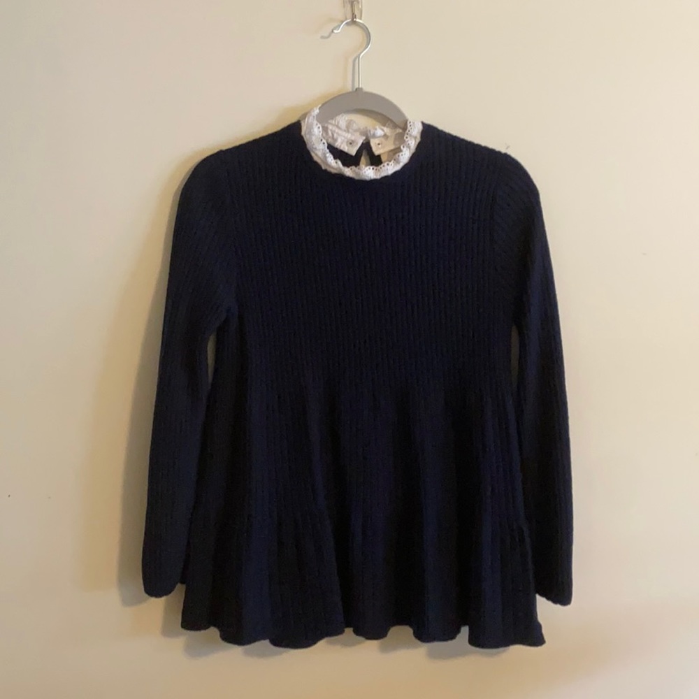 Sézane Navy Peplum Sweater Top Size S